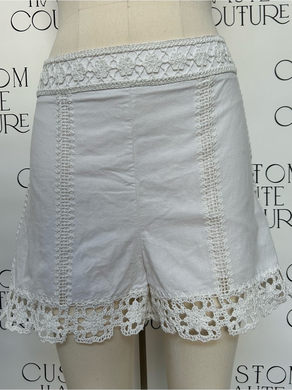 Zara White Crochet-Trim Shorts